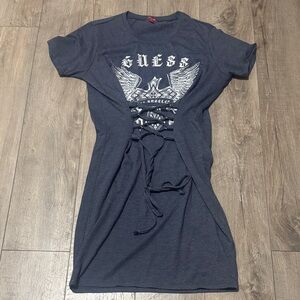 Guess Dark Blue Lace-Up Graphic Dress